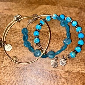Alex and Ani Bracelet Set Turquoise Blue